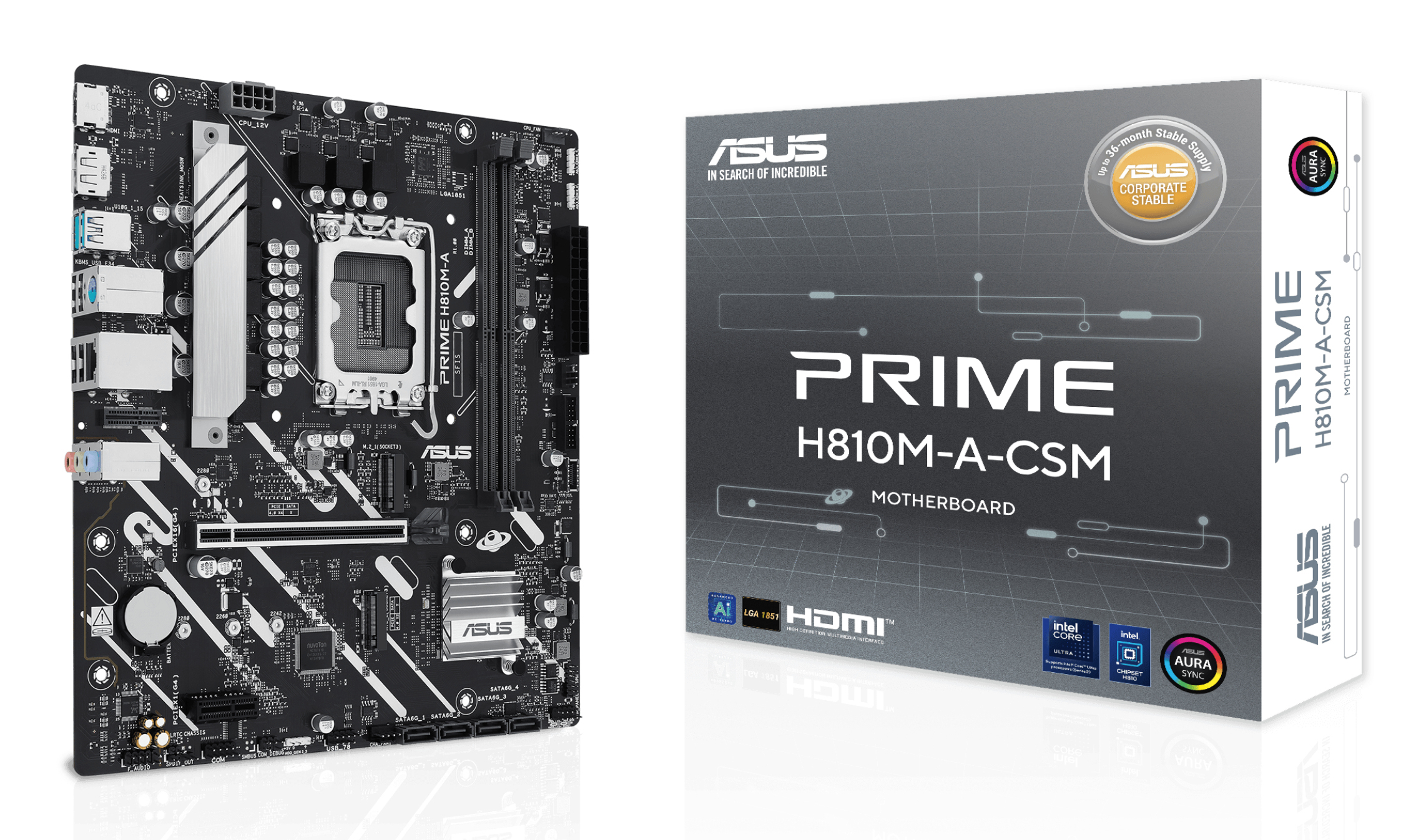ASUS MB INTEL PRIME H810M-A-CSM, m-ATX, LGA 1851, DDR5, 1PCI-Ex16, 1PCI-Ex4, 2DIMM, HDMI/DP, 2M2/4SA