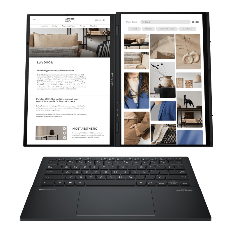 ASUS Zenbook Duo UX8406 Intel Core Ultra 7 155H Ibrido (2 in 1) 35,6 cm (14") Touch screen 3K 32 GB LPDDR5x-SDRAM 1 TB SSD Wi-Fi 6E (802.11ax) Windows 11 Pro Grigio
