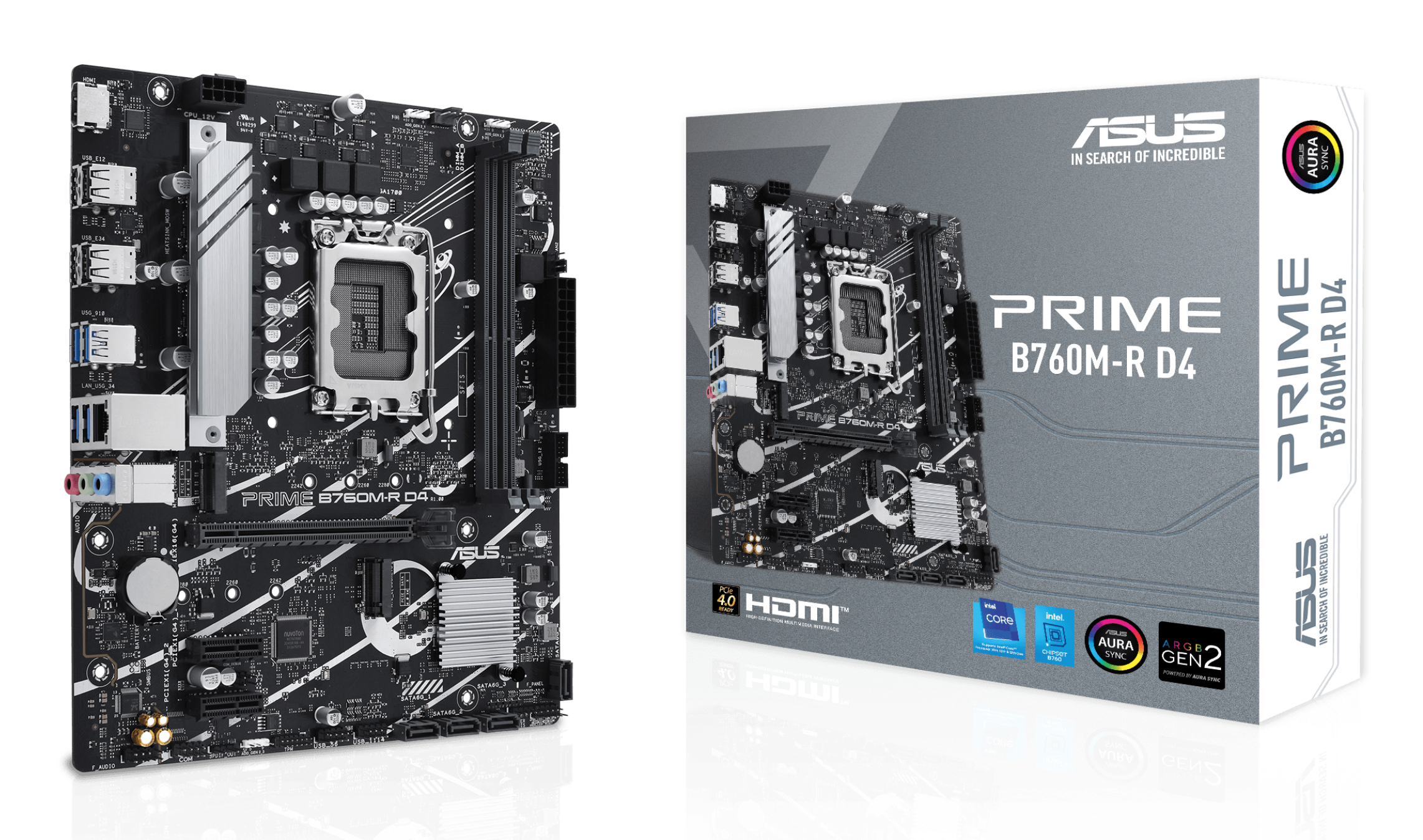 ASUS MB B760, PRIME B760M-R D4, LGA1700, DDR4,  2 X DIMM SLOTS, MAX. 64GB