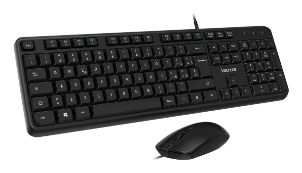 VULTECH TASTIERA E MOUSE BUNDLE, CON FILO USB, 2000DPI