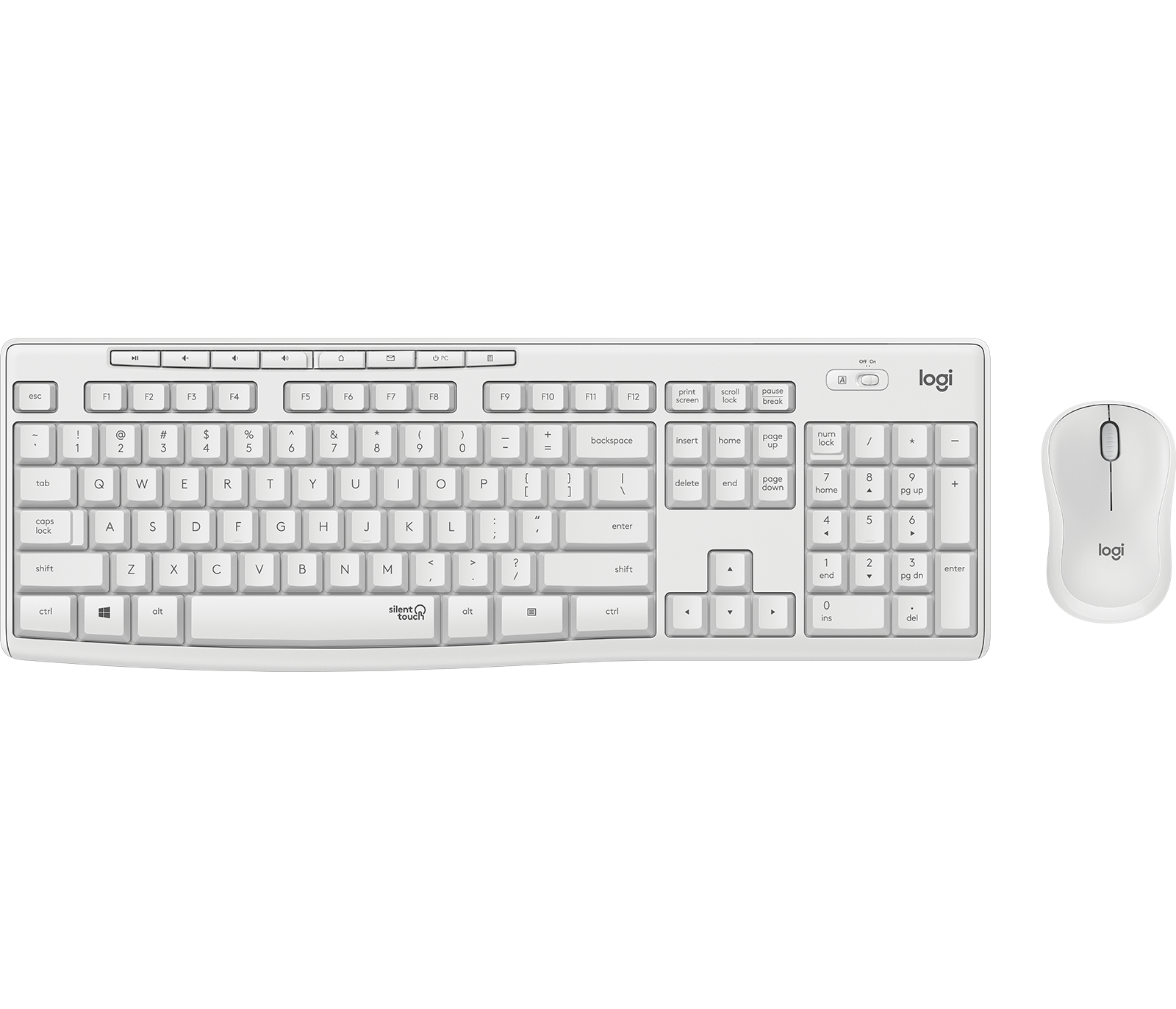 LOGITECH BUNDLE TASTIERA WIRELESS+MOUSE DESKTOP MK295 SILENT COMBO, USB, LAYOUT ITA, COLORE BIANCO