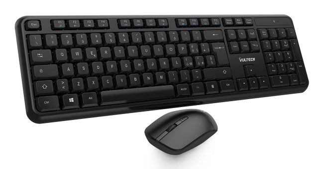 VULTECH TASTIERA E MOUSE BUNDLE, WIRELESS, 1600DPI REGOLABILI 2,4GHZ
