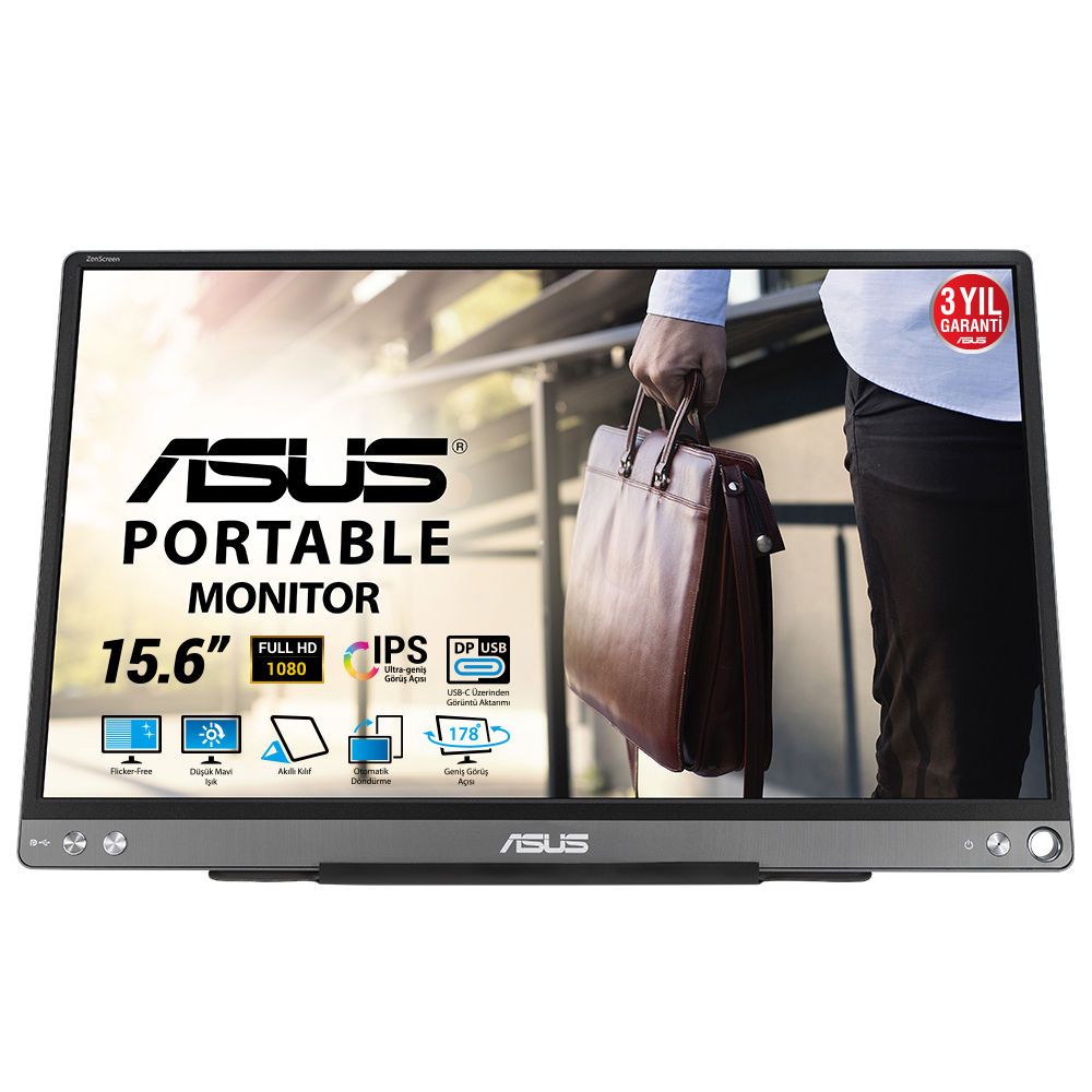 MONITOR ASUS LED 15.6" Wide ZenScreen MB16ACE IPS 1920x1080 5ms 220cd/m² 800:1 USB-C